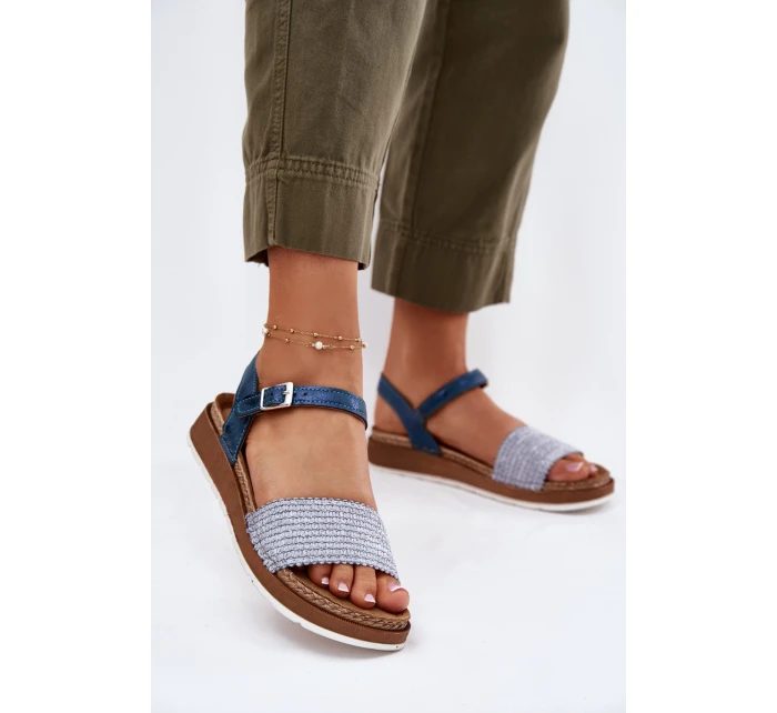Sandały Damskie Z Plecionką Na Pasku Inblu GS000050 Niebieskie