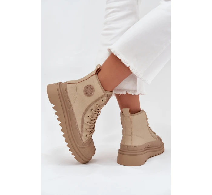 Wysokie Trampki Damskie Ocieplane Big Star OO274A356 Beżowe