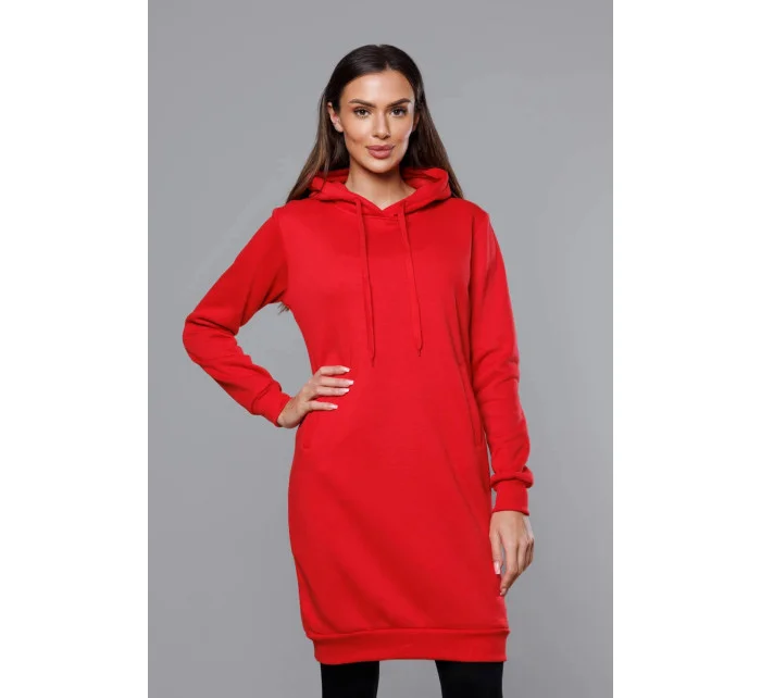 Dlouhá červená tepláková mikina model 17793359 - J.STYLE Dlouhá červená tepláková mikina model 17793359 - J.STYLE
