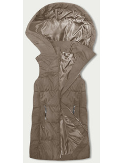 Dámska béžová vesta s kapucňou (B8176-12)