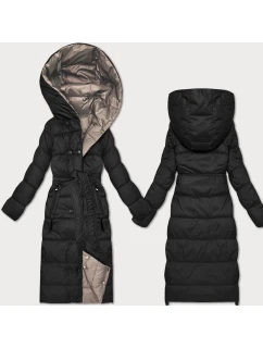 Obojstranná zimná bunda Minority čierno-béžová s prúžkom (M2-6519-1+62)