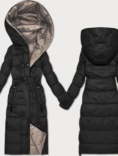 Obojstranná zimná bunda s pruhom Minority čierno-béžová (M2-6519-1+62)