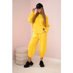 Bavlnená mikina, nohavice, súprava tmavo žltá