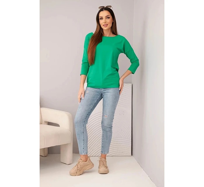 Dámská halenka s lodičkovým výstřihem zelená Dámská halenka s lodičkovým výstřihem zelená
