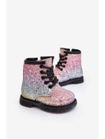 Dziecięce Brokatowe Botki Ocieplane z Suwakiem Multikolor Saussa Dziecięce Brokatowe Botki Ocieplane z Suwakiem Multikolor Saussa