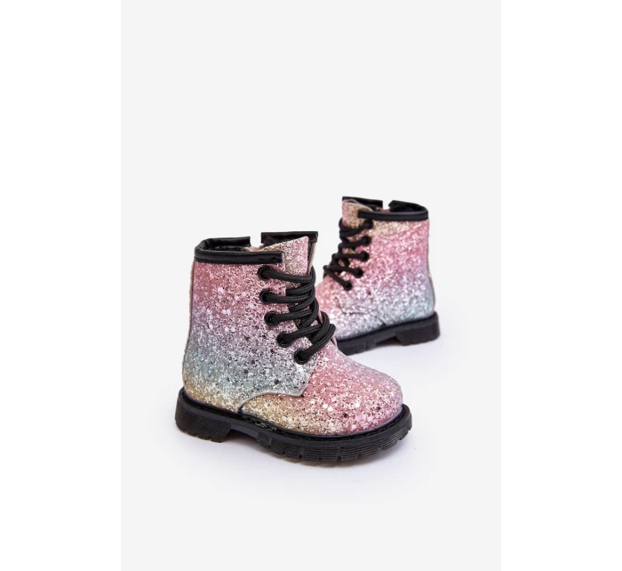 Dziecięce Brokatowe Botki Ocieplane z Suwakiem Multikolor Saussa Dziecięce Brokatowe Botki Ocieplane z Suwakiem Multikolor Saussa