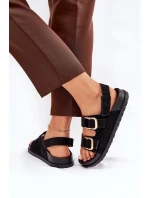 Sandały Damskie Z Klamrami Czarne Seladith Sandały Damskie Z Klamrami Czarne Seladith