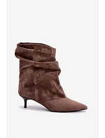 Nazouvací kotníkové boty typu na podpatku Khaki model 22320914 - Boto Nazouvací kotníkové boty typu na podpatku Khaki model 22320914 - Boto