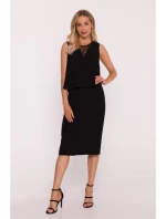 Šaty s vsadkou černé model 21470647 - STYLOVE