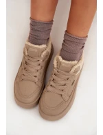 Dámské zateplené sportovní boty na platformě model 21817728 Béžová - Big Star Dámské zateplené sportovní boty na platformě model 21817728 Béžová - Big Star