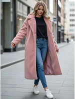 Dámský zimní kabát chlupáč dlouhý NY0751z růžový - FashionStreet