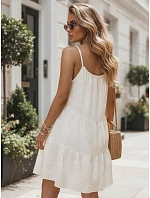 Letné dámske bavlnené vzdušné šaty v farbe ecru FashionStreet EY2678