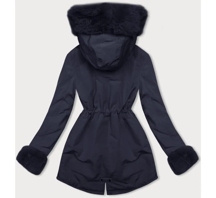 Krátka zimná bunda s kožušinou, tmavomodrá (16M9062-215)