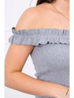 Trblietavá blúzka s volánikmi sivá