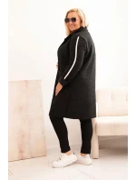 Dámský kabát Plus Size z  s kapsami černý model 21297072 - K-Fashion