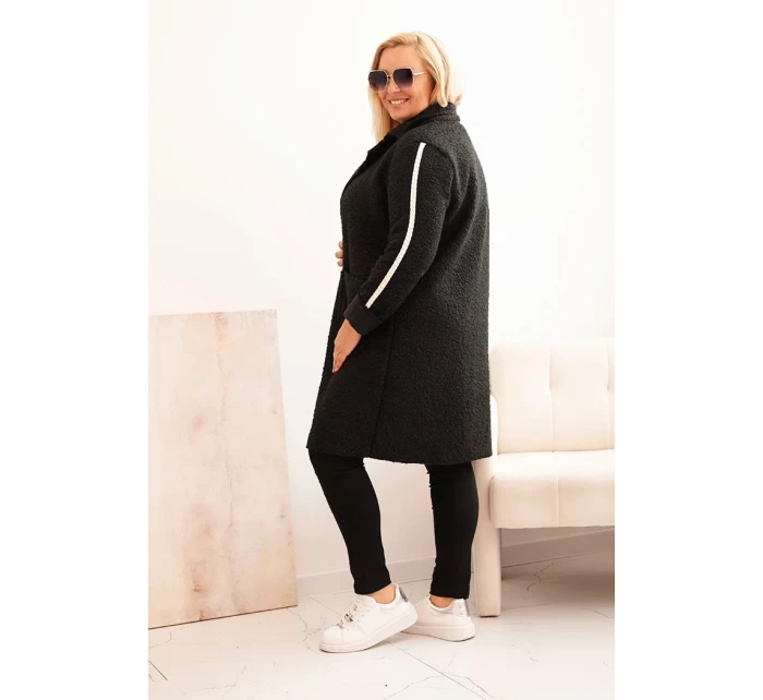 Dámský kabát Plus Size z  s kapsami černý model 21297072 - K-Fashion