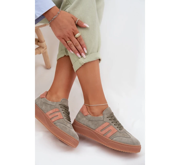 Dámské tenisky z pravé semiše Zelené Delyssia