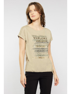 Monnari Tričká Dámske tričko so vzorovaným panelom Khaki