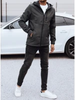 Pánská přechodná softshellová bunda s kapucí tmavě šedá Dstreet model 21980028 - FashionStreet Pánská přechodná softshellová bunda s kapucí tmavě šedá Dstreet model 21980028 - FashionStreet
