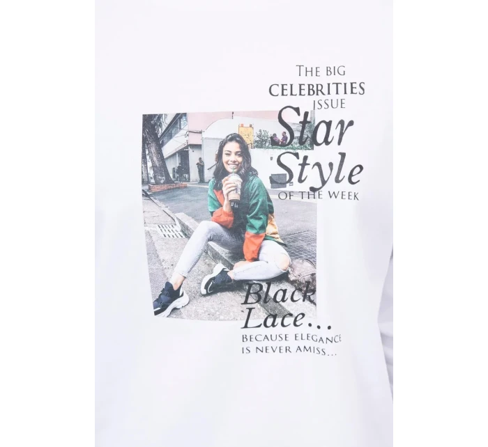 Blúzka s potlačou Star Style biela