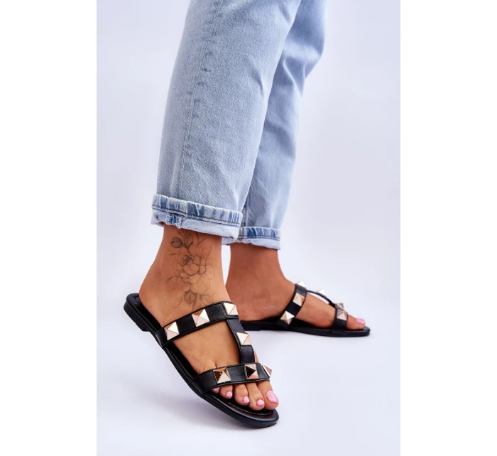 Damskie Klapki Z Dużymi Ćwiekami Czarne Mercure Damskie Klapki Z Dużymi Ćwiekami Czarne Mercure