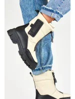 Dámske snežnice H07 / 189131 Béžová a čierna - RARLON