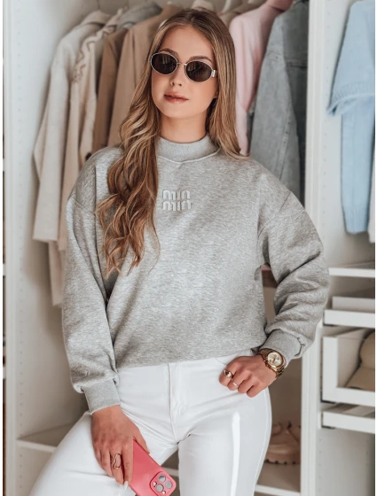 Dámska nadrozmerná mikina s nášivkou LOVASON sivá FashionStreet BY1419 Dámska nadrozmerná mikina s nášivkou LOVASON sivá FashionStreet BY1419