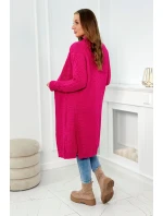 Sveter Cardigan kockovaný kockovaný fuchsiový