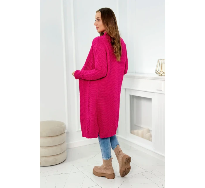 Sveter Cardigan kockovaný kockovaný fuchsiový