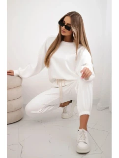 Komplet teplákové + kalhoty máslová látka bílý