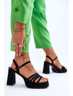 Dámské semišové sandály na platformě Černé model 21613994 - Boto