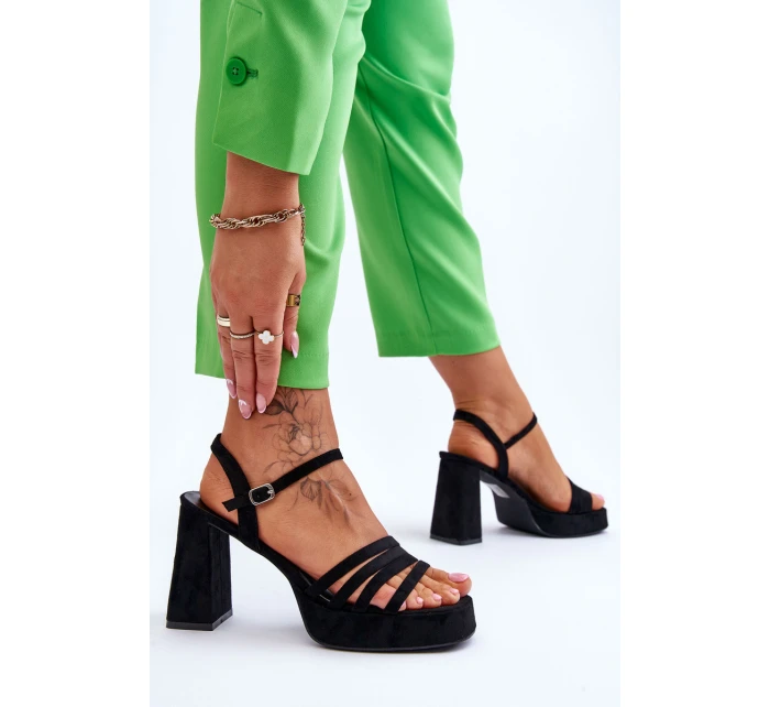 Dámské semišové sandály na platformě Černé model 21613994 - Boto