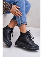 Lehké Kožené Sportovní Boty Na Platformě model 21673220 Černé - Artiker