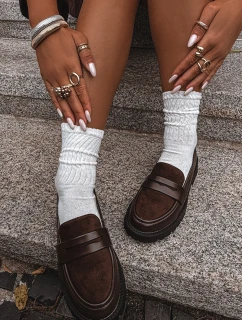 Mokasyny Damskie Z Eko Skóry Czekoladowe Cailen