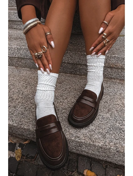 Mokasyny Damskie Z Eko Skóry Czekoladowe Cailen