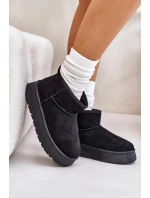 Nízke dámske snežnice na platforme zateplené s kožušinou čierne Saldren