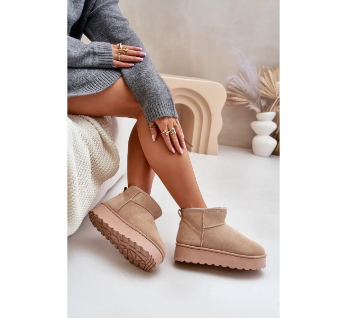 Dámské sněhové boty na platformě Světle béžová model 21808572 - Inello Dámské sněhové boty na platformě Světle béžová model 21808572 - Inello