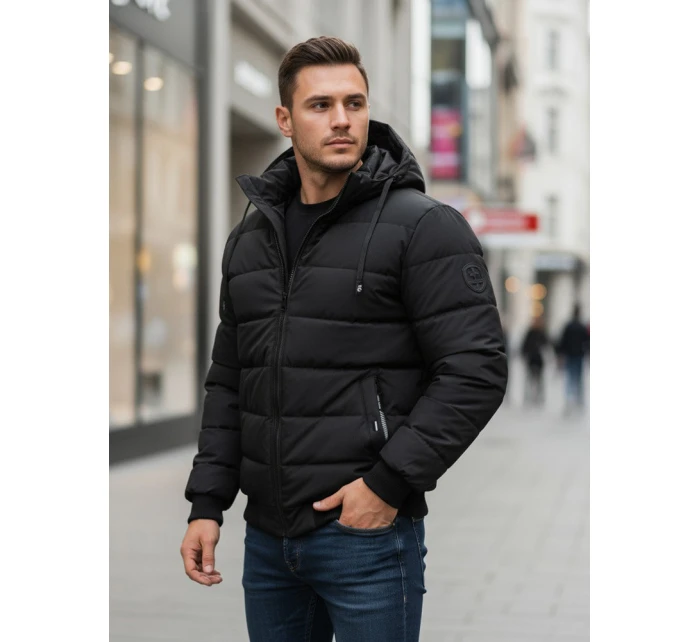 Pánská prošívaná zimní bunda s kapucí černá Dstreet model 21993617 - FashionStreet