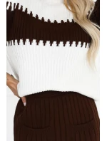 571-2 Dvojdielny sveter s vypasovanou sukňou - čokoládový 571-2 Dvojdielny sveter s vypasovanou sukňou - čokoládový