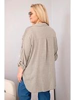 Dámske bavlnené plus size tričko s golierom a čipkovou vsadkou Fango Dámske bavlnené plus size tričko s golierom a čipkovou vsadkou Fango