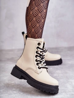 Dámské kožené boty Světle béžové model 21598613 - EVENTO