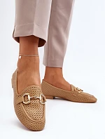 Mokasyny Damskie Na Płaskim Obcasie Z Ozdobą Camel Iluvana