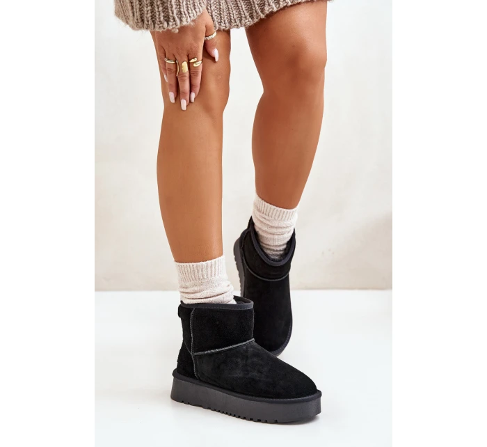 Dámské semišové zimní boty na platformě nad černé model 21670448 - Boto