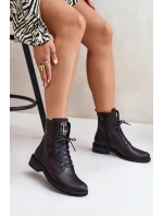 Kožené Botky Worker S Zlatým Na Černé model 21672963 - Zazoo