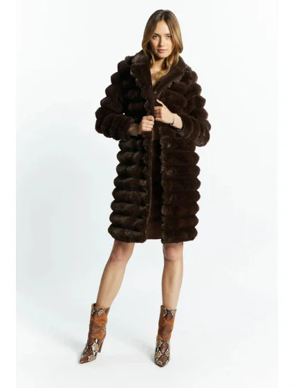 Dámský kabát prošívaný model 19139551 Tmavě hnědý - Monnari