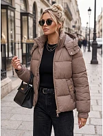 Dámska zimná prešívaná bunda s kapucňou, béžová, FashionStreet TY5748 Dámska zimná prešívaná bunda s kapucňou, béžová, FashionStreet TY5748