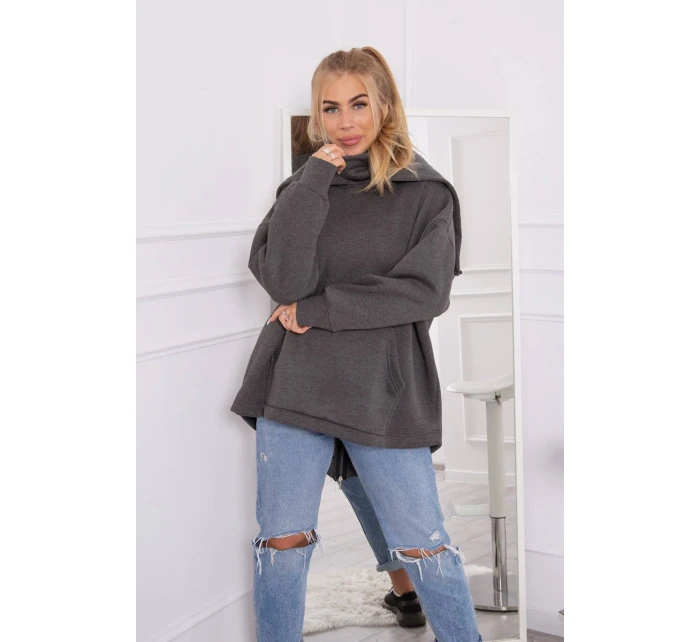 Zateplená mikina se zipem na zádech grafitová