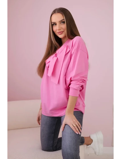 Bavlněná halenka s mašlí světle růžová Bavlněná halenka s mašlí světle růžová