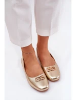 Elegantní Dámské Baletky S Dekorací model 21690098 Zlaté - VINCEZA