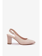 Wygodne Czółenka Na Słupku Sergio Leone SK162 Beżowe